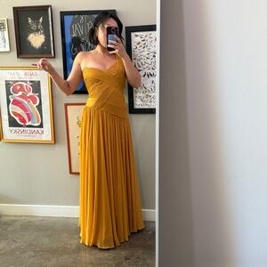 Tadashi Shoji Mustard Strapless Gown